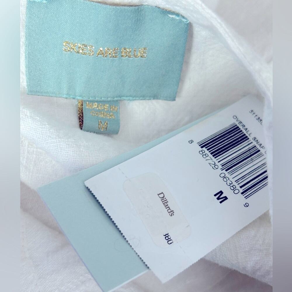 Anthropologie Skies Are Blue Linen Overall Dress Medium NWT Snap Front - Picture 11 of 15